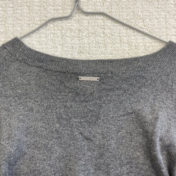 Michael Kors Mens Size L Sweater Gray Black MK Logo Crew Neck Knit Pullover Read - Picture 14 of 14